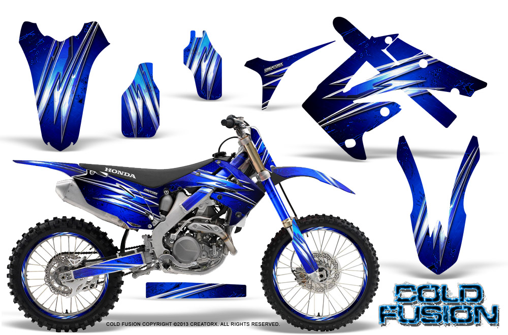 Honda CRF250 10-12 CRF450 09-12 Graphics Kit Cold Fusion Blue NP Rims